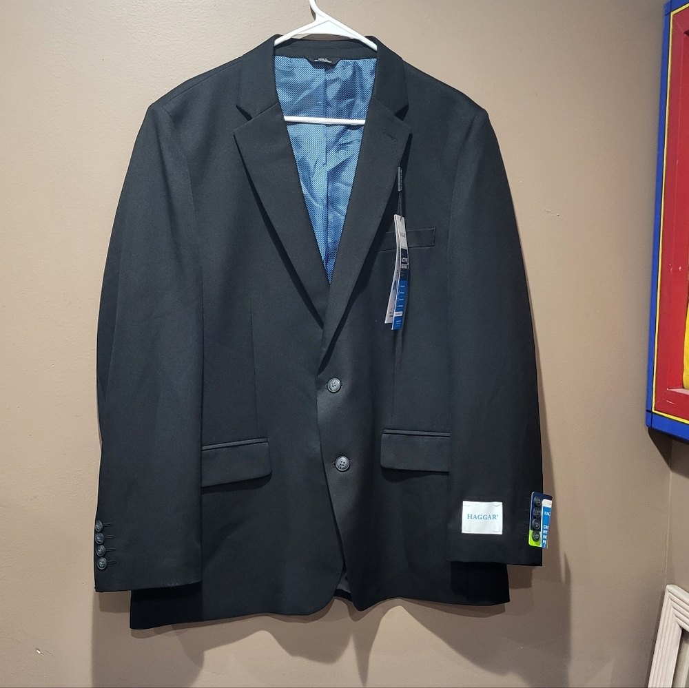 Haggar Active Series Blazer Tailored Fit 46R Black